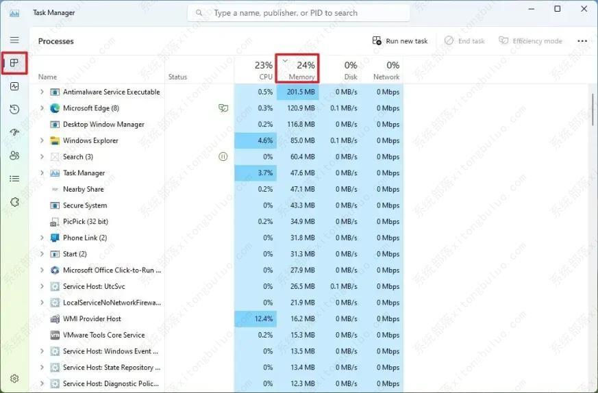 如何在Windows 11/10上查找高内存使用率的应用程序？