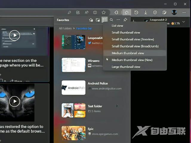 win10/win11测试为 Edge 浏览器“收藏夹”页面添加缩略图预览功能