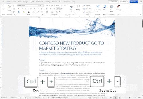 微软文档处理软件 Word 新增缩放快捷组合方式