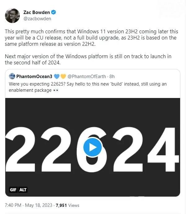 消息称微软今年晚些时候将推出Win11 23H2(Moment 4)更新