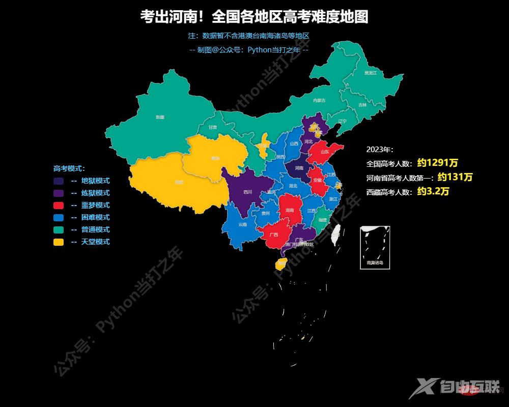 Python高考 | 考出河南！全国各地区高考难度地图