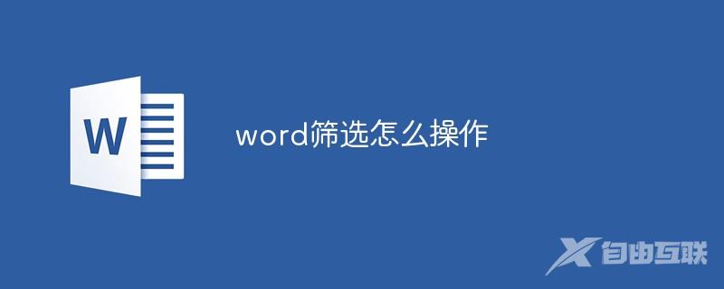 word筛选怎么操作