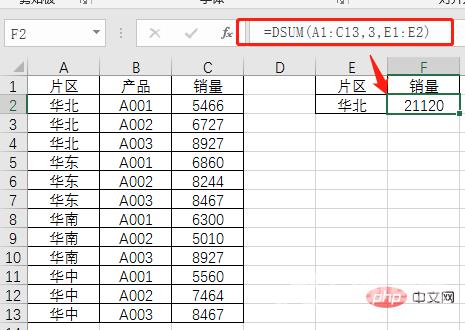 Excel函数学习之最简单的条件求和函数DSUM()