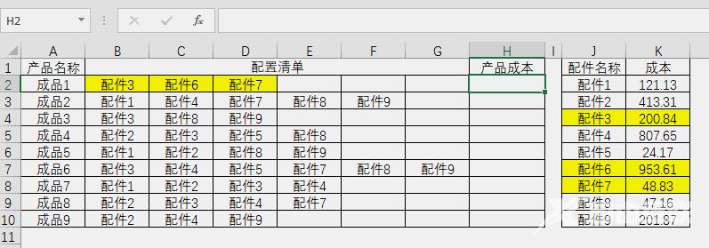 Excel函数学习之利用求和函数计算复杂的产品成本