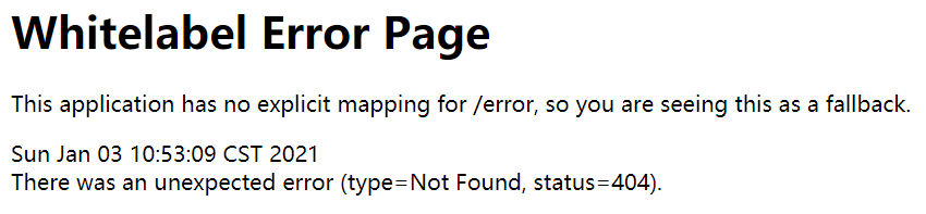 Whitelabel Error Page