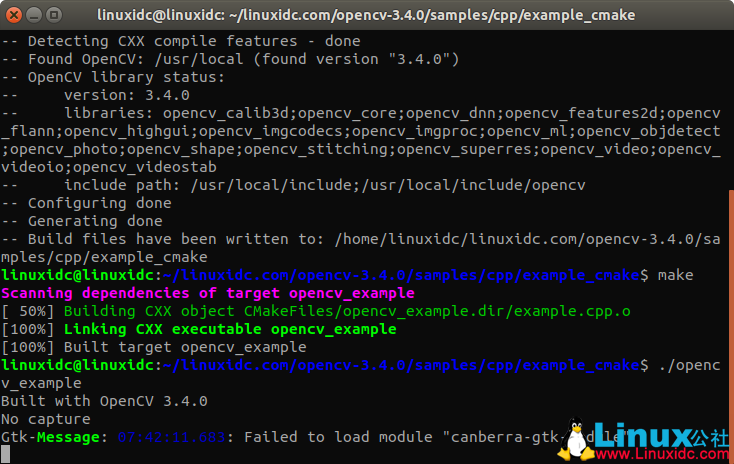 Ubuntu 18.04.2下编译安装OpenCV 3.4.0 过程