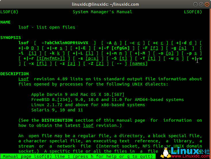 lsof命令 - 找出谁在Linux中使用文件