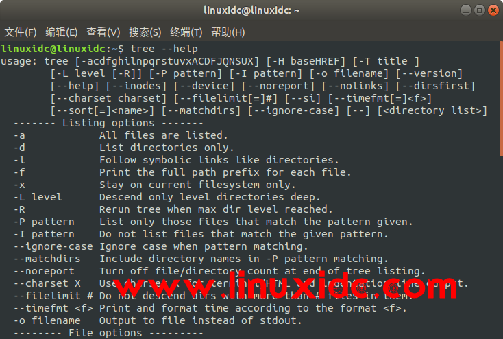 Linux下使用tree命令以树形结构显示文件夹目录结构 