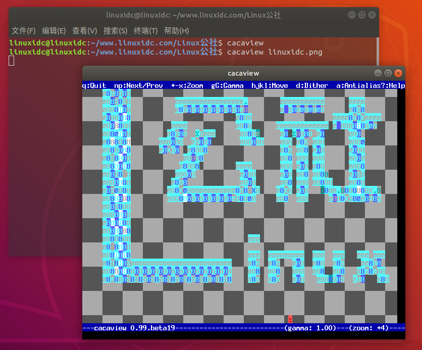 cacaview - Linux终端下将图片转换ASCII Art代码图案