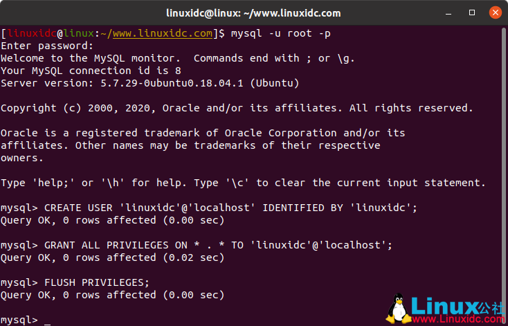 Ubuntu 18.04.4 LTS上安装和使用MySQL及忘记root密码的解决