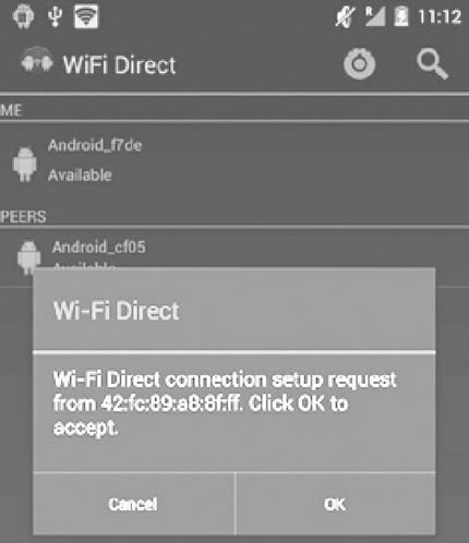 实例WIFIDirectDemo的运行效果