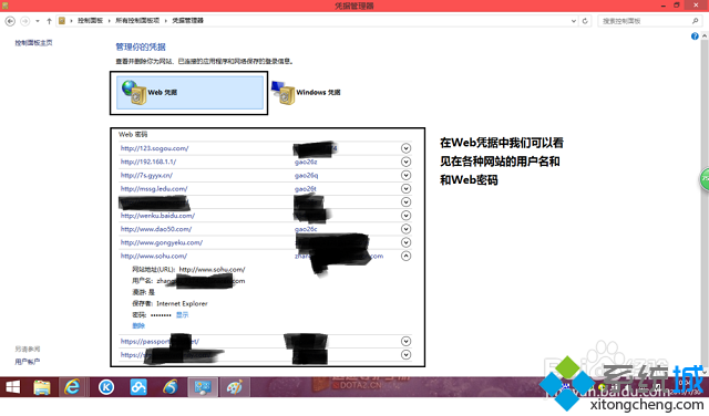 win8怎么通过web凭据管理器找回忘记的网页密码