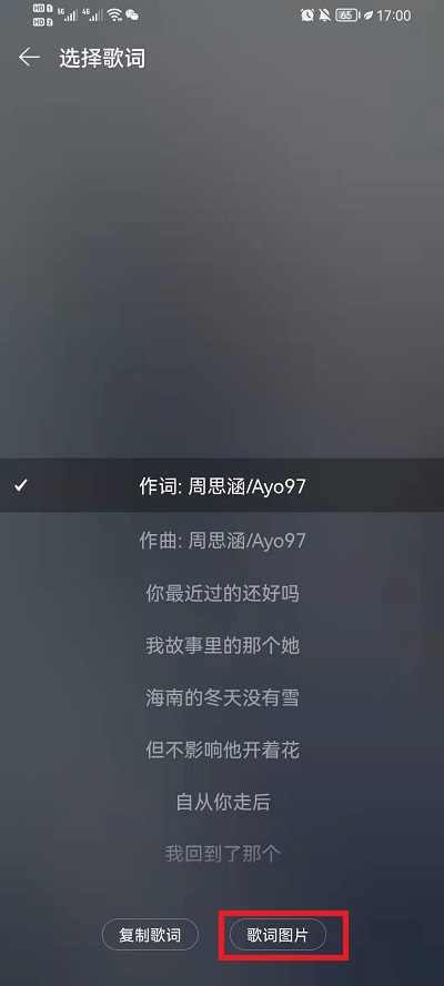 网易云音乐如何制作歌词图片？网易云音乐制作歌词图片教程截图