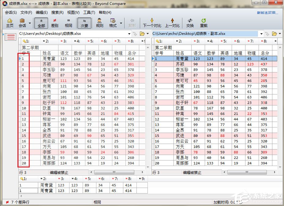 Beyond Compare表格比较时怎么设置数据