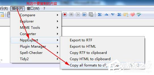 Notepad++怎么复制带格式代码