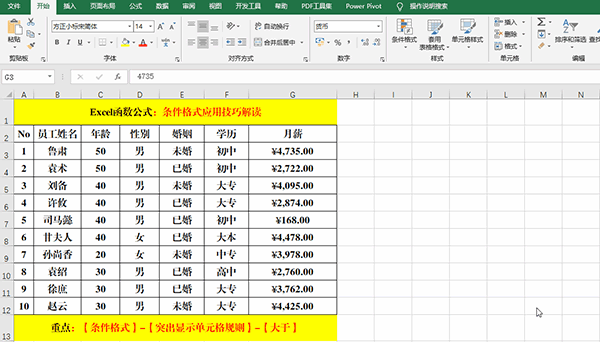 Excel 2019中使用条件格式分析数据的7