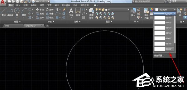 AutoCAD 2019显示线宽方法