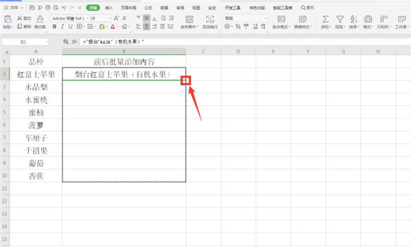 Excel中怎么在文字前后批量添加内容