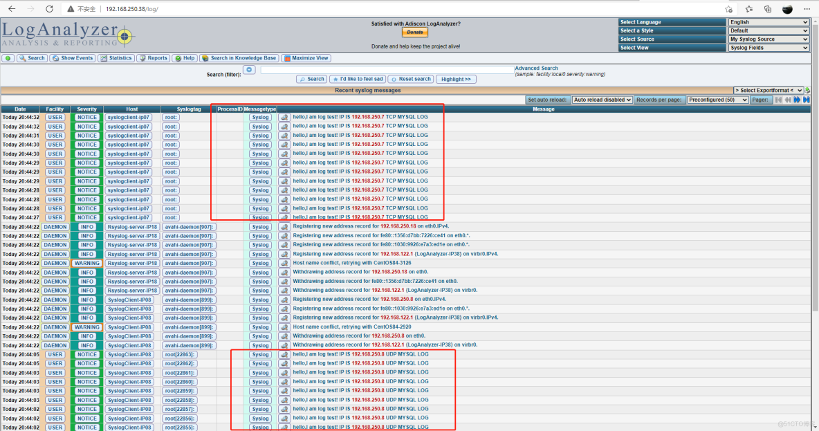 Linux小型环境下通过网络实现rsyslog日志收集、MySQL保存及LogAnalyzer图形展示_LogAnalyzer_13