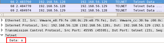 Linux下wireshark抓包验证telnet明文传输密码_明文密码_07