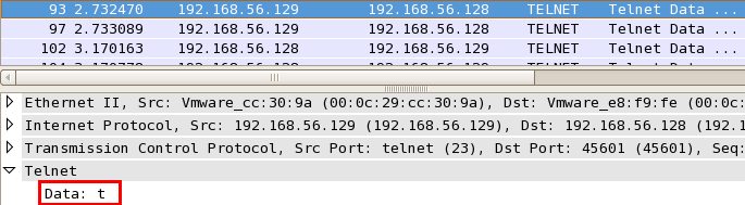 Linux下wireshark抓包验证telnet明文传输密码_明文密码_09
