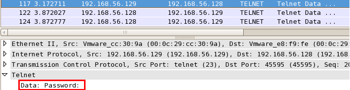 Linux下wireshark抓包验证telnet明文传输密码_telnet_10
