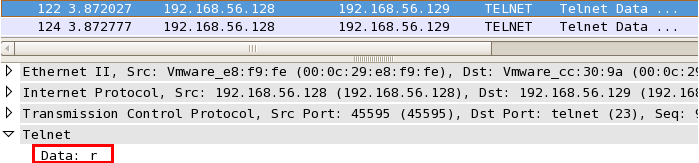 Linux下wireshark抓包验证telnet明文传输密码_明文密码_11