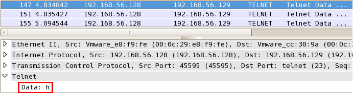 Linux下wireshark抓包验证telnet明文传输密码_linux_14