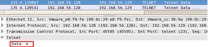 Linux下wireshark抓包验证telnet明文传输密码_linux_12