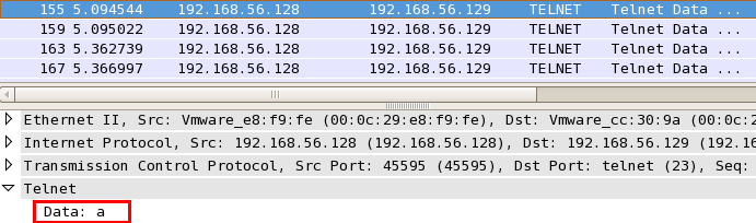 Linux下wireshark抓包验证telnet明文传输密码_telnet_15