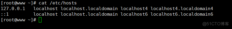 127.e.ß.1 
(root&ww 
cat /etc/hosts 
localhost localhost.localdonain localhost4 localhost4. localdonain4 
localhost Localhost.localdonain localhost6 localhost6.10caIdonain6 