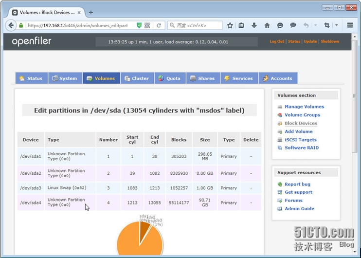 基于iSCSI下的openfiler2.99下使逻辑卷最大化（命令行方式）_openfiler_10