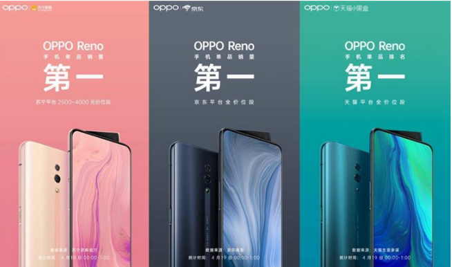 OPPO Reno上市：京东、天猫和苏宁单品排名均为第一