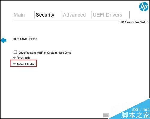 惠普台式机如何在UEFI BIOS中清除硬盘数据