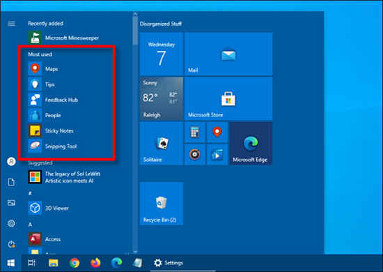 Windows10的开始菜单怎么隐藏最常用的应用程序