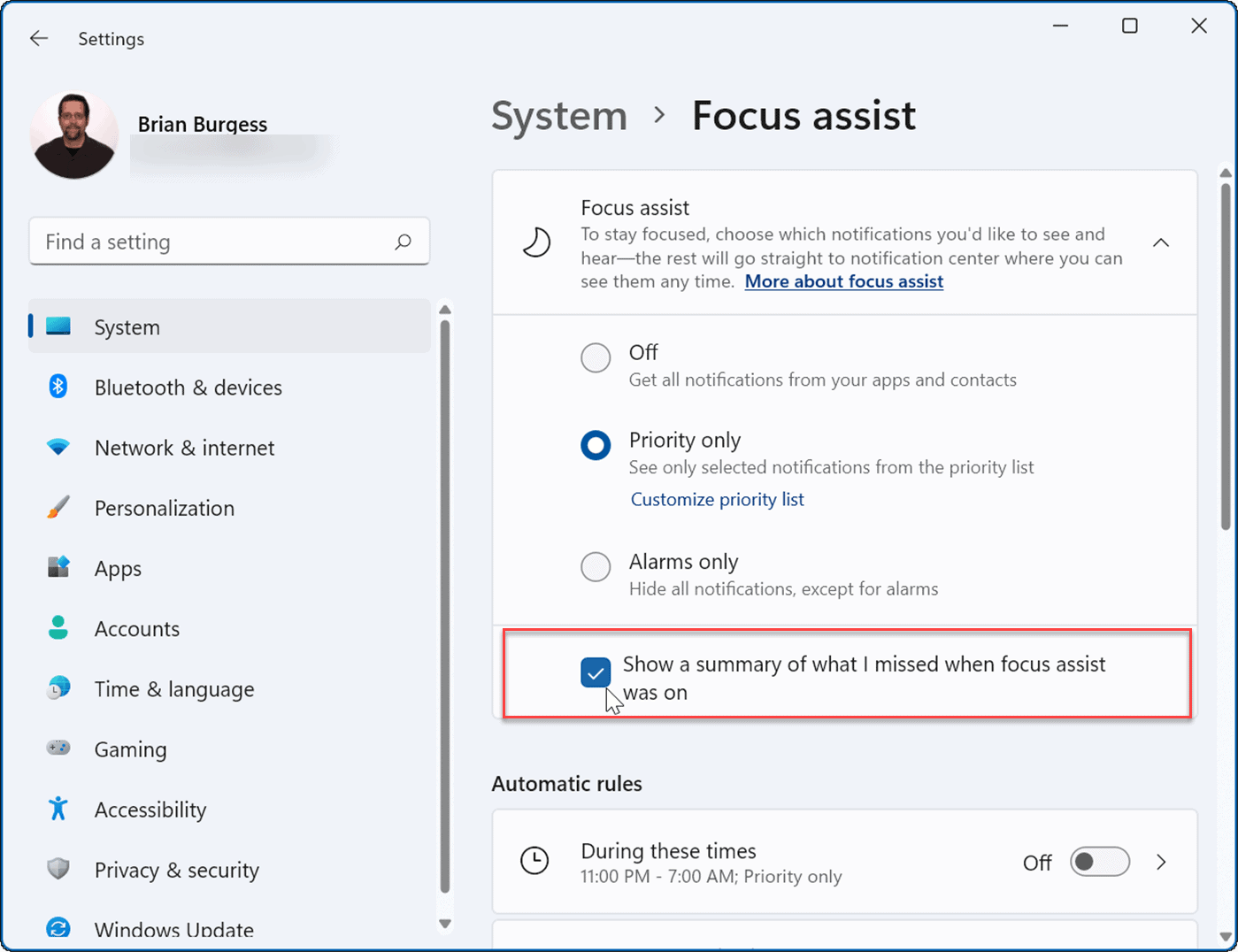 Win11使用及设置焦点辅助Focus Assist的方法