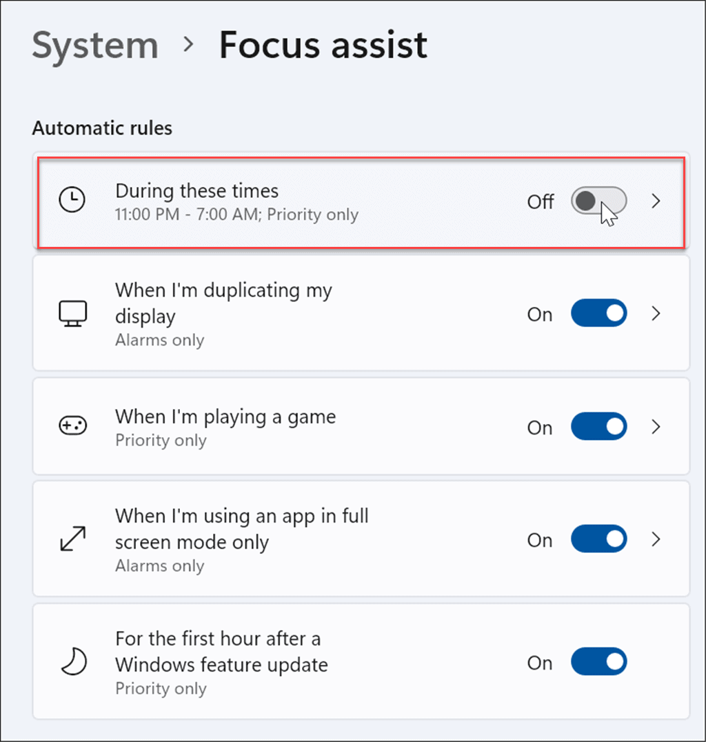 Win11使用及设置焦点辅助Focus Assist的方法