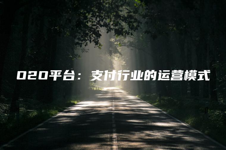 O2O平台：支付行业的运营模式