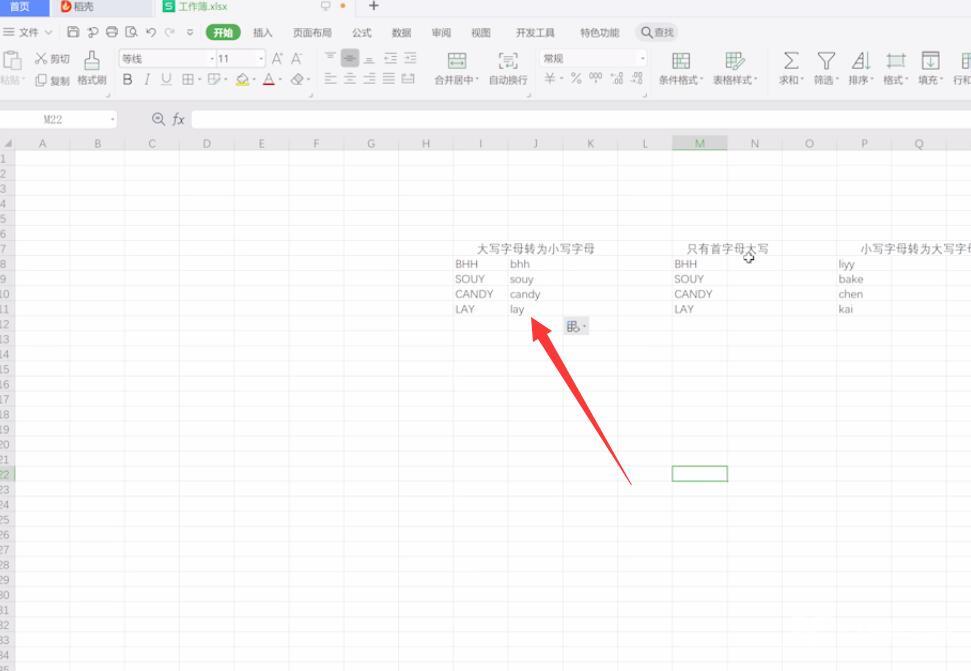 怎么转变excel的英文字母大小写(2)