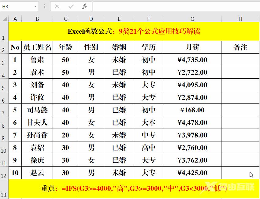 常用的excel表格制作公式有哪些