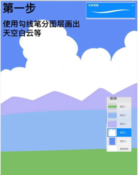 procreate怎么绘制风景插画？ipad绘制云朵、草地插画教程！