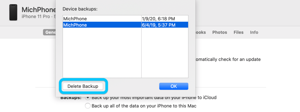 如何在 macOS Catalina 中删除 iPhone 备份文件？