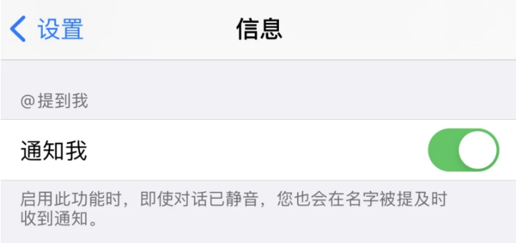 iOS 14信息应用中的“提到”功能使用方法