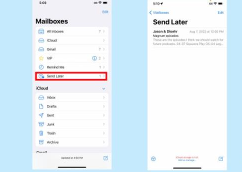 如何在iOS 16中发送定时邮件？