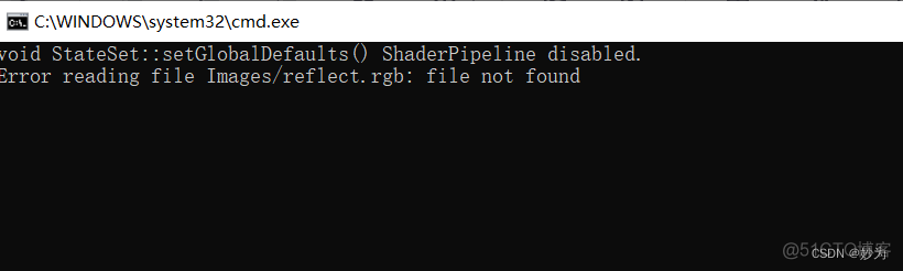 void StateSet::setGlobalDefaults() ShaderPipeline disabled. Error reading file Images/reflect.rgb: f_#include