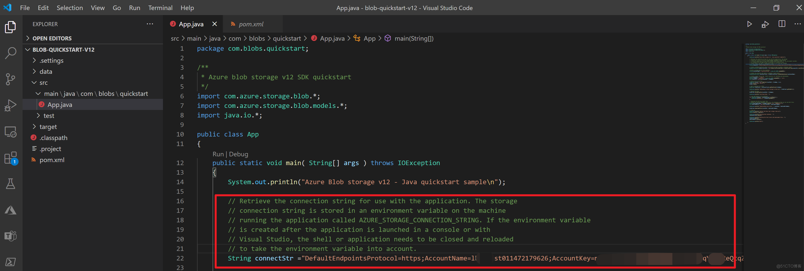 【Azure Developer】VS Code运行Java 版Azure Storage SDK操作Blob (新建Container, 上传Blob文件，下载及清理)_Java Blob SDK_03