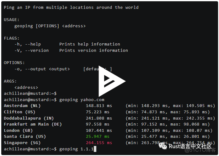 【Rust日报】2021-12-15 - geoping 由 shodan 开发的多地 ping 工具_linux