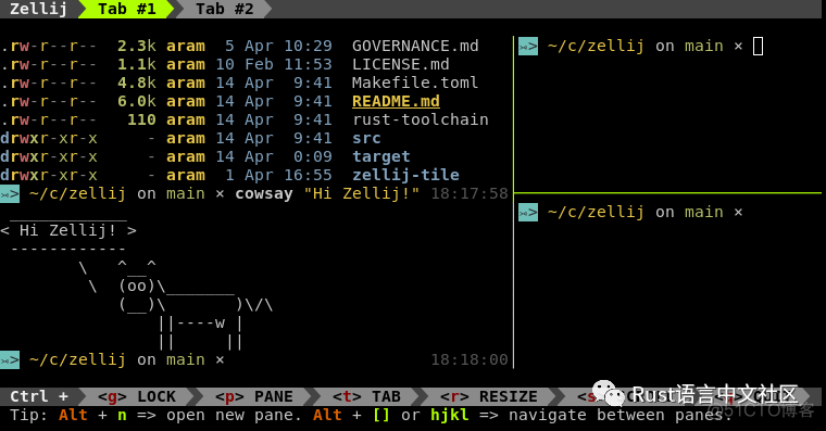 【Rust日报】 2021-04-27 Zellij，Rust编写的新终端复用工具_github_03