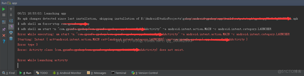 Android Studio 无法启动Activity 找不到启动Activity_javascript