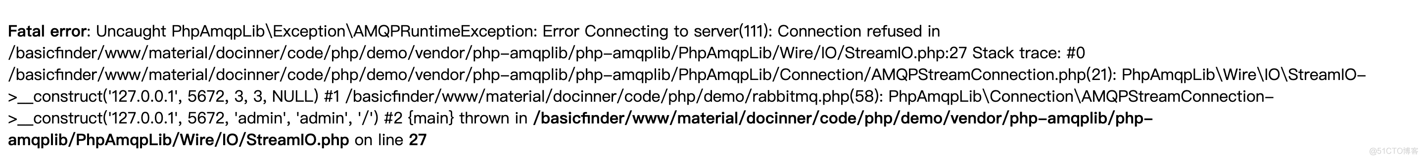 docker中AMQPRuntimeException: Error Connecting to server(111): Connection refused处理_php